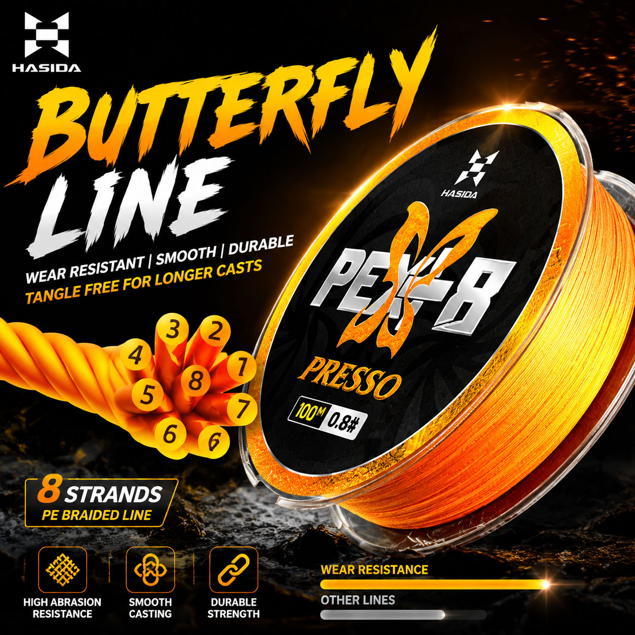Copolymer Line - خيط صيد HASIDA Butterfly بطول 100